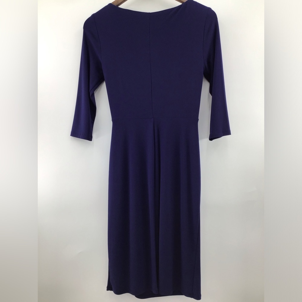 Ralph Lauren Royal Blue-Purple Ruched 3/4 Sleeve Dress - Picture 3 of 9